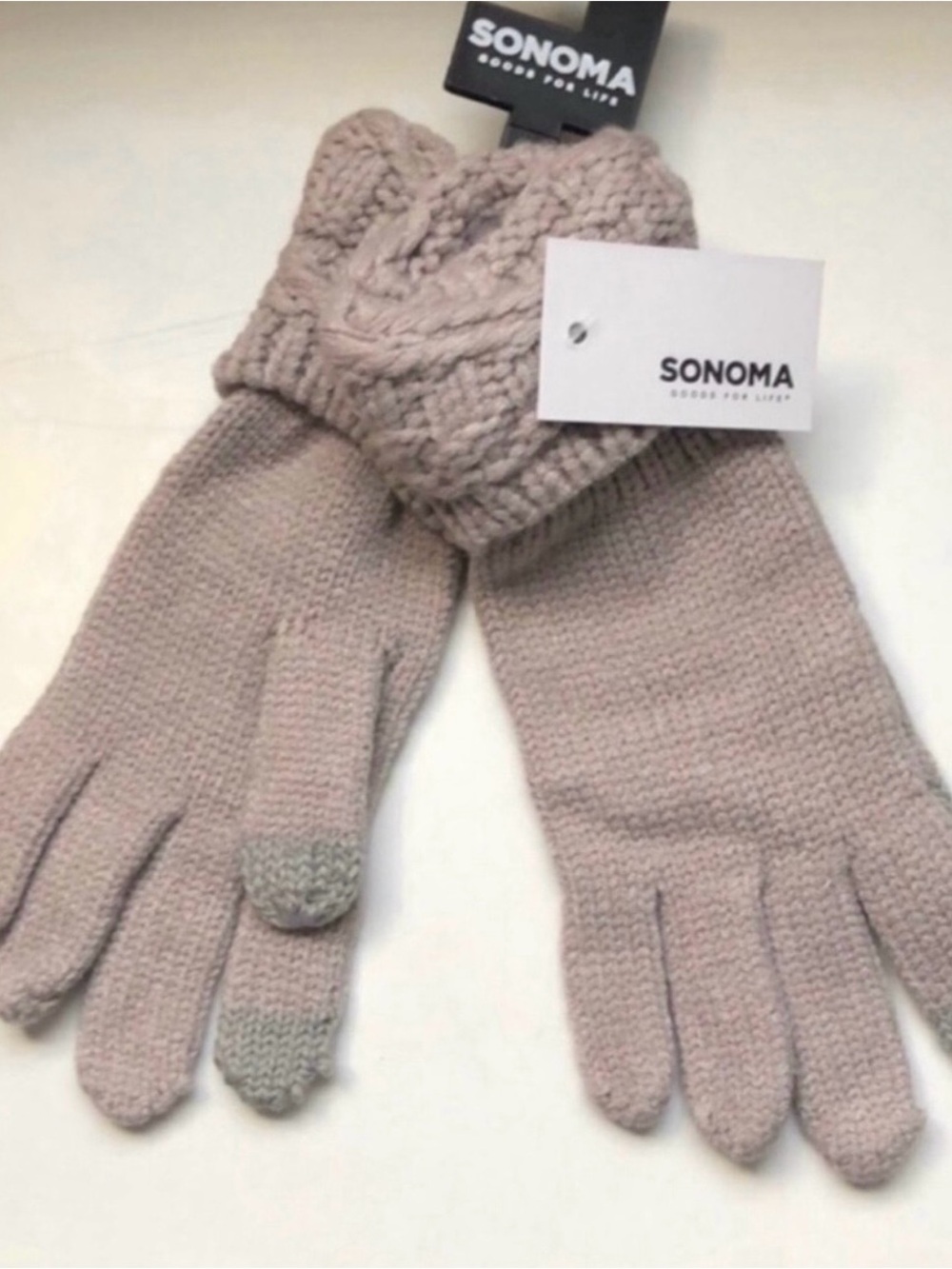 New Sonoma Gloves Women’s Super Cozy Gray Textured Cuff Knit Casual Winter Glove